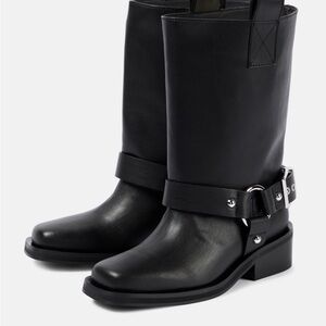 Ganni Mid Shaft Biker Boot in Black